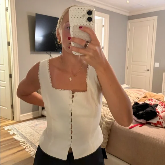 Endless Rose Lace Trim Button Front Top – Size S – NWT - Picture 2 of 7